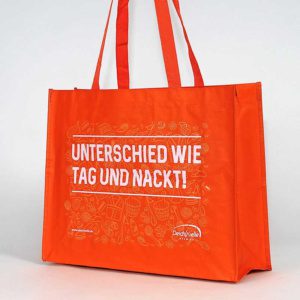 Woven-shopper in Orange, Lange Henkel, Bedruckt