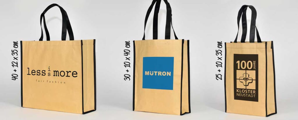 Überblick: Taschen aus Papier und schwarzem non woven