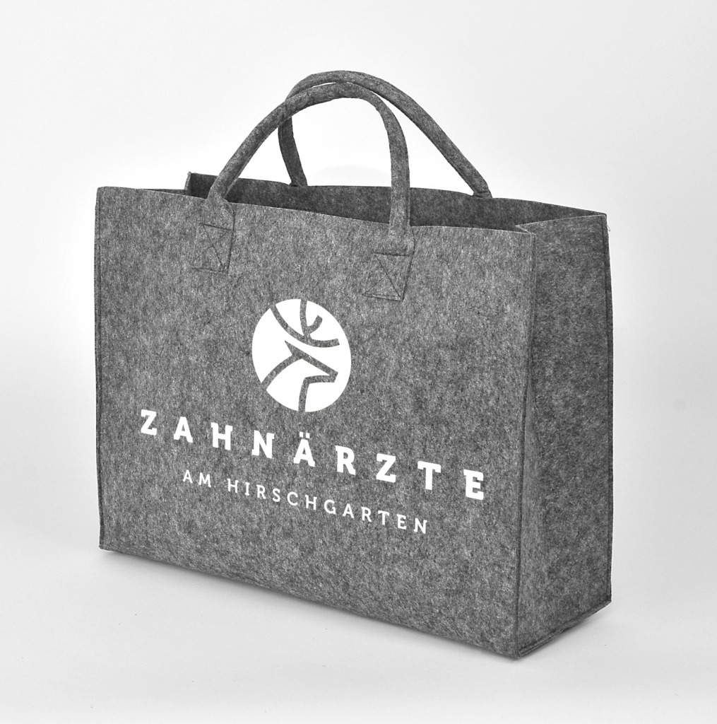 Filztaschen bedrucken, Filztasche mit Logo, Filztasche Shopper