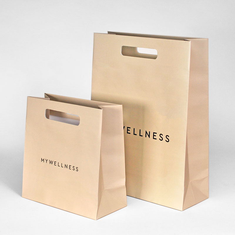 Papiertaschen mit Griffloch, papiertaschen mit logo bedrucken