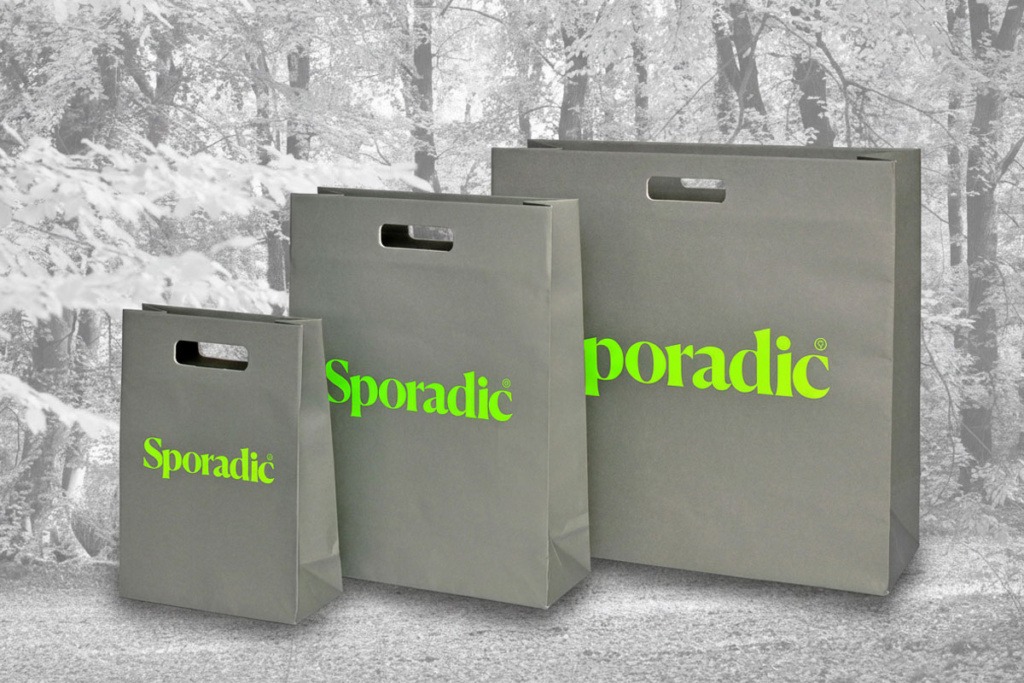 hochwertige Papiertaschen mit Griffloch in drei Größen