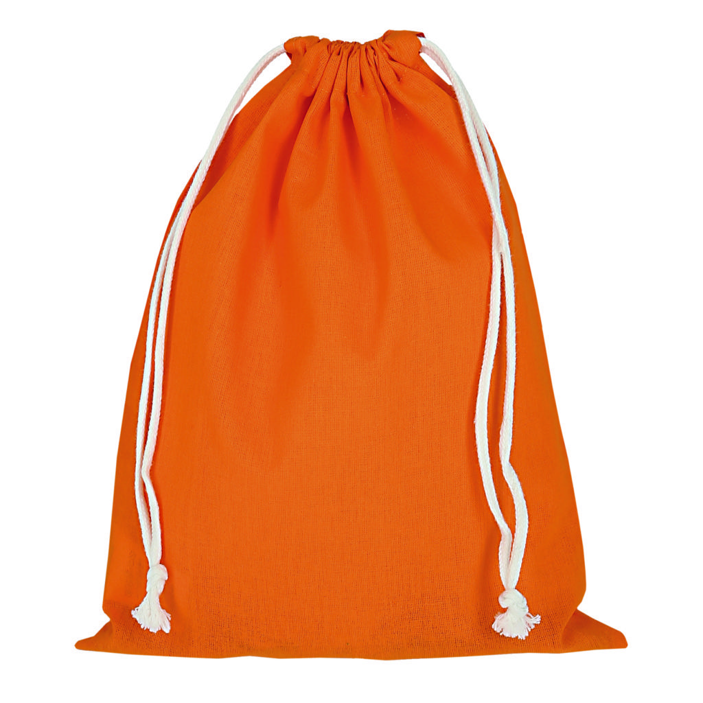 Baumwollbeutel Orange, Baumwollbeutel Mit Seitlicher Kordel, Baumwoll-zuziehbeutel