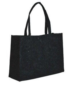 Filztasche Schwarz, Mit Druckknopf