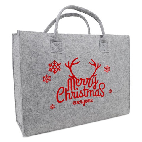 Fliztasche mit Weihnachtsmotiv rot bedruckt