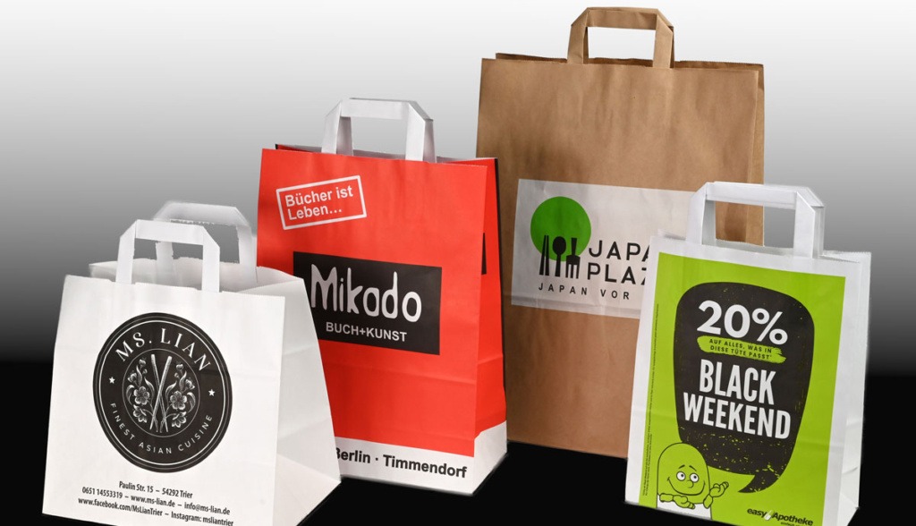 Papiertüten bedruckt, Papiertaschen mit Logo