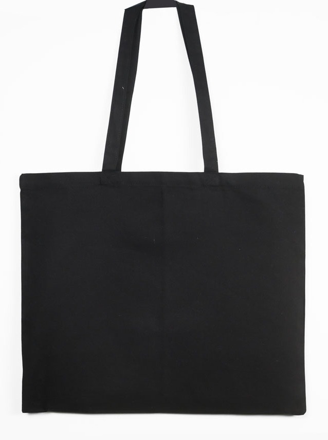 Baumwolltasche XL schwarz, mit langen Henkeln