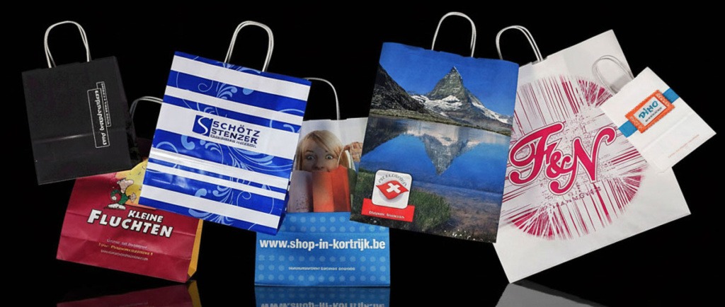 Torino Papiertaschen mit Kordel, bedruckt