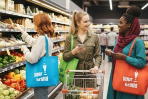 Frauen Beim Einkaufen Mit Non Woven Taschen