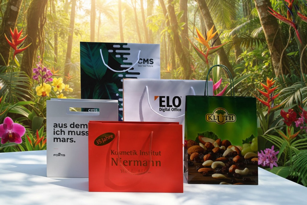 Hochwertigen Papiertaschen mit Foto, Logo, Text