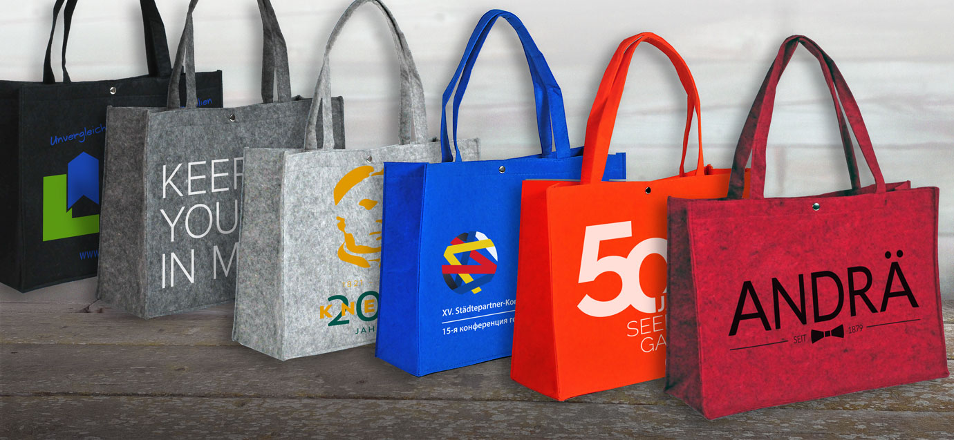 Filztaschen shopper bedruckt