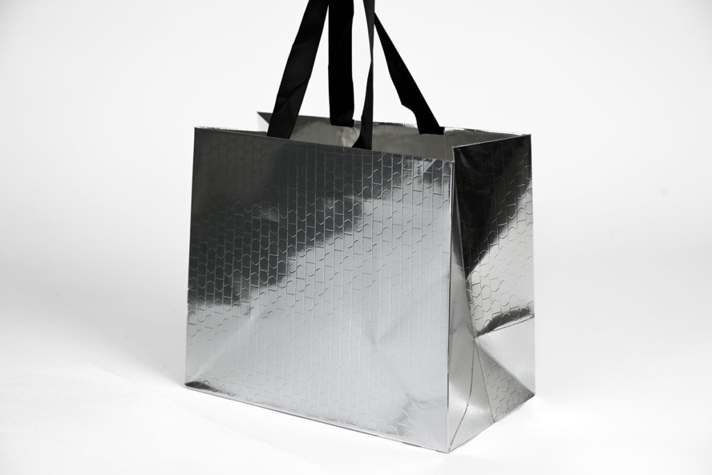 Papiertasche-metallic-silber | Tragetaschen bedrucken
