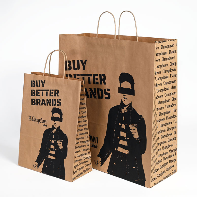 Braune Kraftpapiertaschen Klein Und Groß, Bedruckt