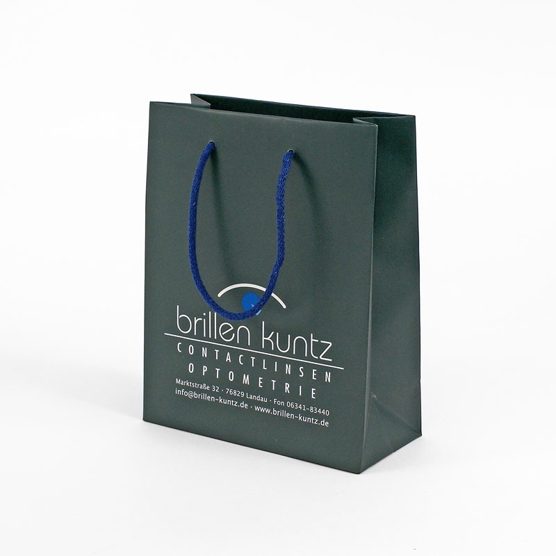 Kleine Papiertasche in Grau Mit Baumwollkordel